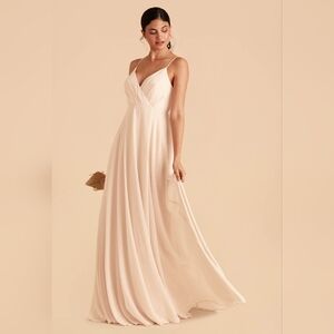 Birdy Grey Kaia Chiffon Champagne Bridesmaid Bridal Formal Gown Dress Size Large